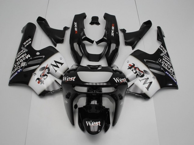 1994-1997 Black White West Kawasaki ZX9R Motorcycle Replacement Fairings UK Factory