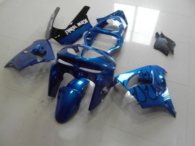 1998-1999 Blue Black Flame Kawasaki ZX9R Motorbike Fairing UK Factory 1998-1999 Blue Black Flame Kawasaki ZX9R Motorbike Fairing UK Factory