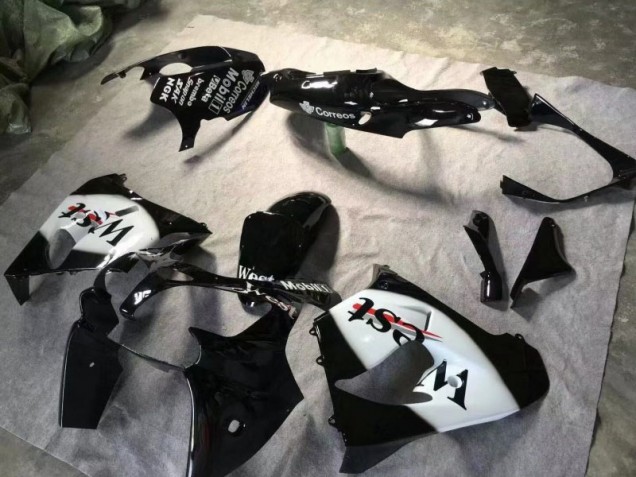 2000-2001 Glossy Black White Kawasaki ZX9R Motorbike Fairing Kits UK Factory