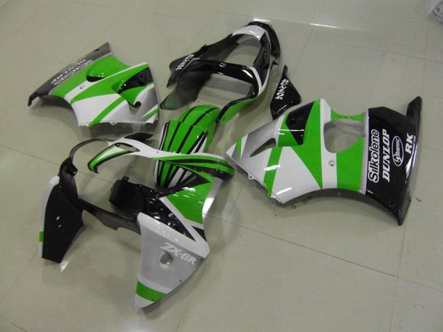 2000-2002 Green White Stripe Kawasaki ZX6R Motorcycle Bodywork UK Factory 2000-2002 Green White Stripe Kawasaki ZX6R Motorcycle Bodywork UK Factory