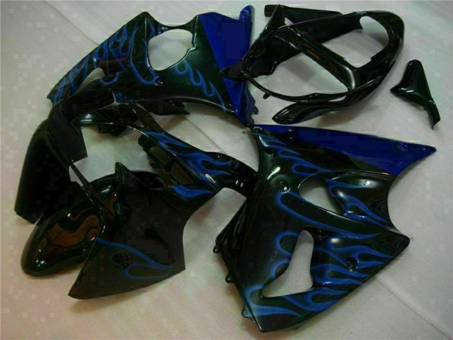 2000-2002 Black with Blue Flame Kawasaki ZX6R Motorbike Fairings UK Factory 2000-2002 Black with Blue Flame Kawasaki ZX6R Motorbike Fairings UK Factory