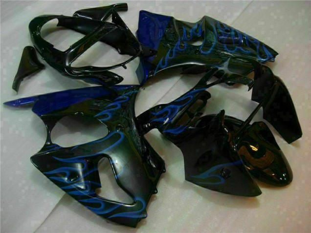 2000-2002 Black with Blue Flame Kawasaki ZX6R Motorbike Fairings UK Factory 2000-2002 Black with Blue Flame Kawasaki ZX6R Motorbike Fairings UK Factory