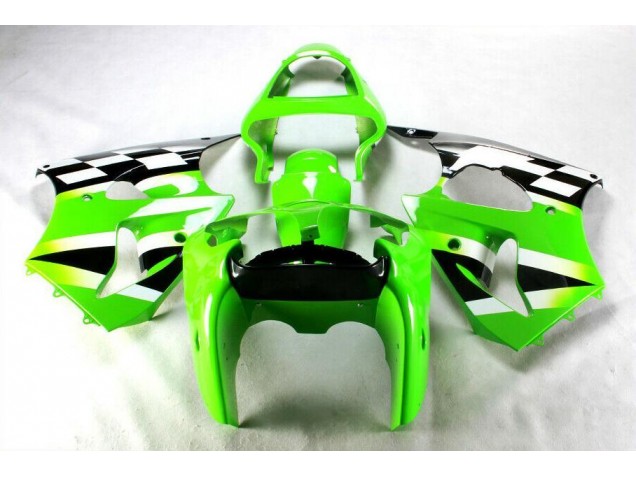 2000-2002 Green Black White Kawasaki ZX6R Bike Fairings UK Factory 2000-2002 Green Black White Kawasaki ZX6R Bike Fairings UK Factory