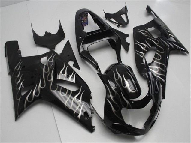 2001-2003 Black White Flame Suzuki GSXR 600/750 Motorcycle Fairing Kits UK Factory