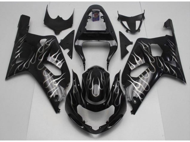 2001-2003 Black White Flame Suzuki GSXR 600/750 Motorcycle Fairing Kits UK Factory