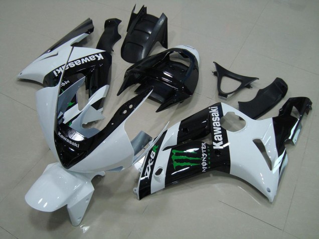2003-2004 White Monster Kawasaki ZX6R Motorbike Fairing Kits UK Factory 2003-2004 White Monster Kawasaki ZX6R Motorbike Fairing Kits UK Factory