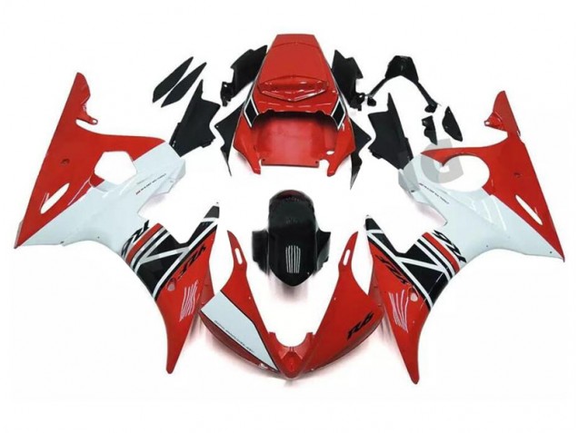 2003-2005 Red White Black Yamaha YZF R6 Motorcycle Fairings Kits UK Factory