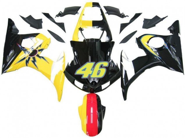 2003-2005 Black Yellow No. 46 Yamaha YZF R6 Motorcycle Fairings UK Factory 2003-2005 Black Yellow No. 46 Yamaha YZF R6 Motorcycle Fairings UK Factory