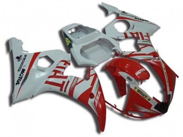 2003-2005 White Motul Red Fiat Yamaha YZF R6 Replacement Motorcycle Fairings UK Factory 2003-2005 White Motul Red Fiat Yamaha YZF R6 Replacement Motorcycle Fairings UK Factory