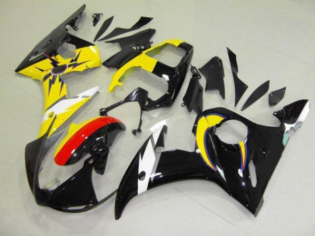 2003-2005 Moon Black Yellow Yamaha YZF R6 Motorcycle Fairings Kits UK Factory