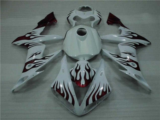 2004-2006 White Red Flame Yamaha YZF R1 Motorcyle Fairings UK Factory 2004-2006 White Red Flame Yamaha YZF R1 Motorcyle Fairings UK Factory