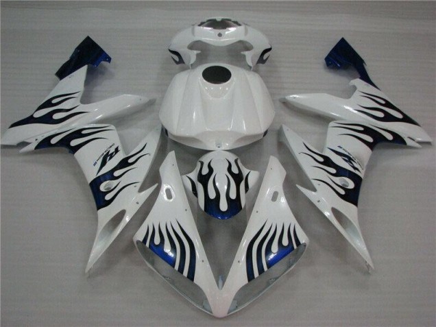 2004-2006 White Blue Flame Yamaha YZF R1 Replacement Fairings UK Factory