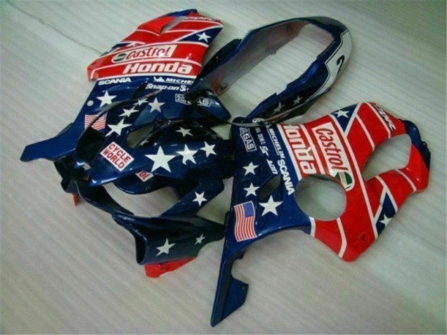 2004-2007 Blue Red Castrol Cycle World Honda CBR600 F4i Motorcycle Fairings UK Factory 2004-2007 Blue Red Castrol Cycle World Honda CBR600 F4i Motorcycle Fairings UK Factory