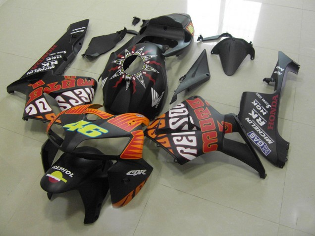 2005-2006 Rossi Matte Black Honda CBR600RR Motorcycle Fairings Kits UK Factory 2005-2006 Rossi Matte Black Honda CBR600RR Motorcycle Fairings Kits UK Factory