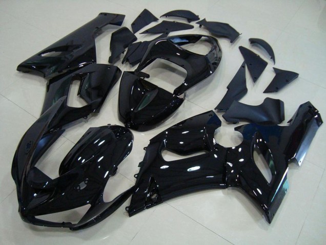 2005-2006 Glossy Black Kawasaki ZX6R Motorcycle Fairings UK Factory 2005-2006 Glossy Black Kawasaki ZX6R Motorcycle Fairings UK Factory