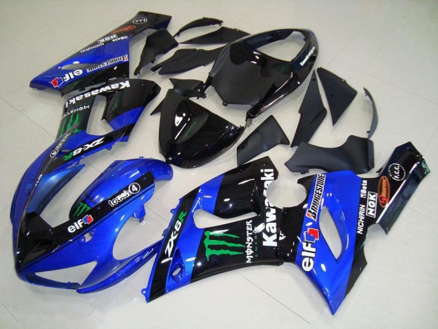 2005-2006 Candy Blue Monster Kawasaki ZX6R Motorcycle Fairing Kits UK Factory 2005-2006 Candy Blue Monster Kawasaki ZX6R Motorcycle Fairing Kits UK Factory