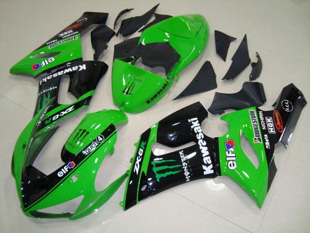 2005-2006 Green Monster Kawasaki ZX6R Motorcycle Fairing Kit UK Factory 2005-2006 Green Monster Kawasaki ZX6R Motorcycle Fairing Kit UK Factory