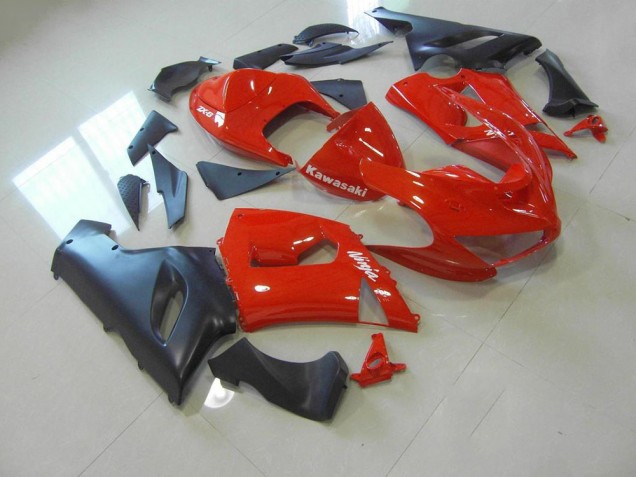 2005-2006 Red and Matte Black Kawasaki ZX6R Bike Fairings UK Factory 2005-2006 Red and Matte Black Kawasaki ZX6R Bike Fairings UK Factory