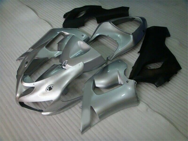 2005-2006 Silver Black Kawasaki ZX6R Motorcycle Fairing Kit UK Factory 2005-2006 Silver Black Kawasaki ZX6R Motorcycle Fairing Kit UK Factory