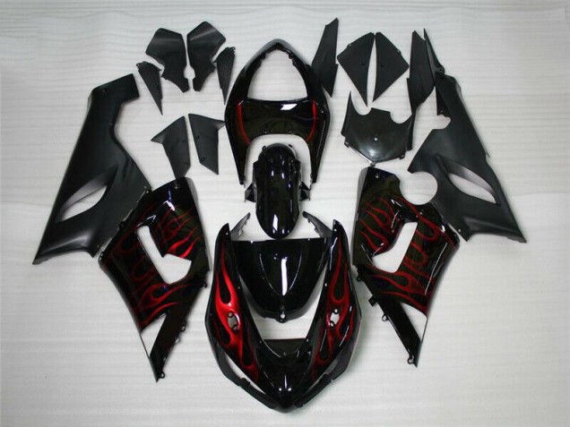 2005-2006 Red Black Kawasaki ZX6R Motor Bike Fairings UK Factory 2005-2006 Red Black Kawasaki ZX6R Motor Bike Fairings UK Factory