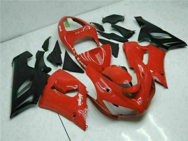 2005-2006 Red Kawasaki ZX6R Bike Fairing Kit UK Factory 2005-2006 Red Kawasaki ZX6R Bike Fairing Kit UK Factory