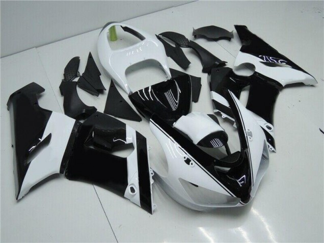 2005-2006 Black White Kawasaki ZX6R Moto Fairings UK Factory 2005-2006 Black White Kawasaki ZX6R Moto Fairings UK Factory