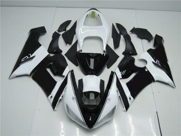 2005-2006 Black White Kawasaki ZX6R Moto Fairings UK Factory 2005-2006 Black White Kawasaki ZX6R Moto Fairings UK Factory
