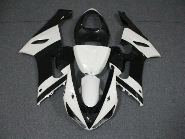 2005-2006 Black White Kawasaki ZX6R Motorcycle Replacement Fairings UK Factory 2005-2006 Black White Kawasaki ZX6R Motorcycle Replacement Fairings UK Factory