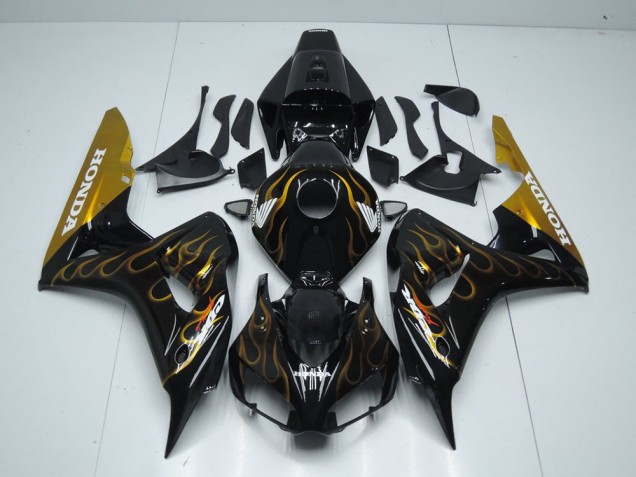 2006-2007 Black Gold Flame Honda CBR1000RR Motor Bike Fairings UK Factory