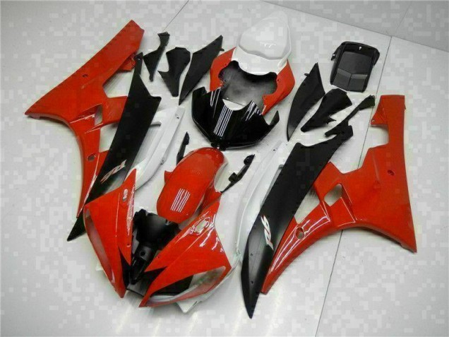2006-2007 Red Black Yamaha YZF R6 Motorcycle Fairings Kits UK Factory