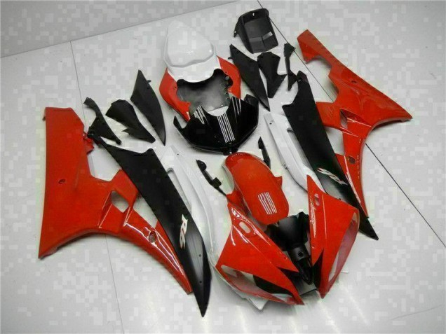 2006-2007 Red Black Yamaha YZF R6 Motorcycle Fairings Kits UK Factory