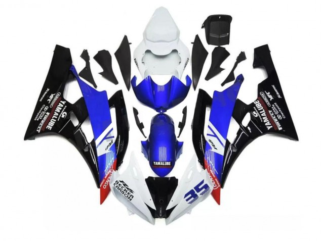 2006-2007 Blue White Yamaha YZF R6 Motorcycle Fairings Kit UK Factory 2006-2007 Blue White Yamaha YZF R6 Motorcycle Fairings Kit UK Factory