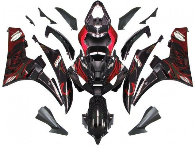 2006-2007 Black Red Flame Yamaha YZF R6 Bike Fairing UK Factory 2006-2007 Black Red Flame Yamaha YZF R6 Bike Fairing UK Factory