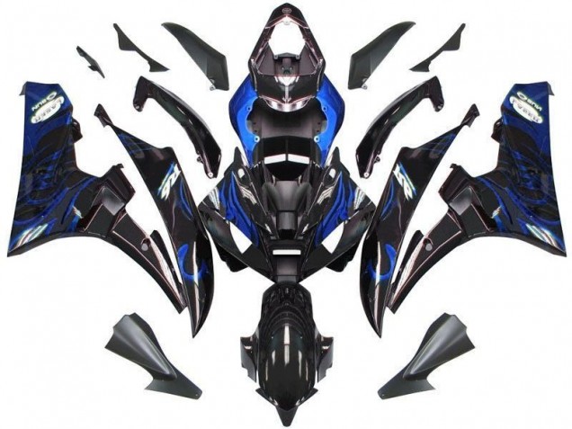 2006-2007 Black Blue Flame Yamaha YZF R6 Motor Bike Fairings UK Factory