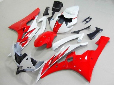 2006-2007 Red White Yamaha YZF R6 Motorcycle Fairings Kit UK Factory