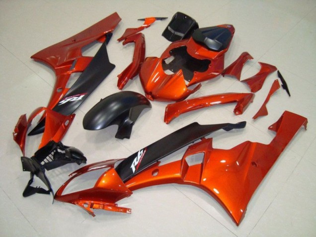 2006-2007 Orange Matte Black Yamaha YZF R6 Motorcycle Fairing Kits UK Factory 2006-2007 Orange Matte Black Yamaha YZF R6 Motorcycle Fairing Kits UK Factory