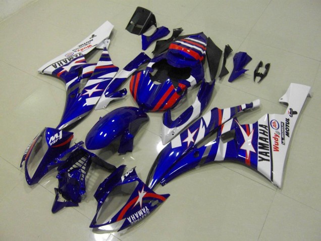 2006-2007 Red Blue Star Yamaha YZF R6 Bike Fairings UK Factory 2006-2007 Red Blue Star Yamaha YZF R6 Bike Fairings UK Factory