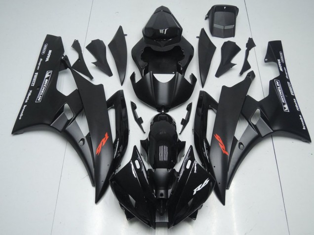 2006-2007 Matte Black and Glossy Black Yamaha YZF R6 Motorbike Fairing Kits UK Factory