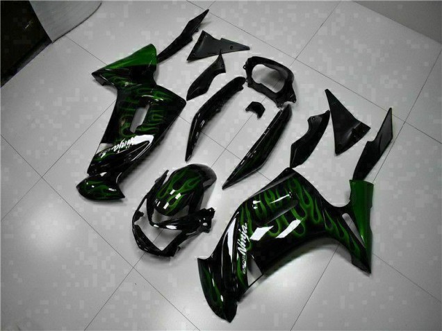 2006-2008 Green Flame Kawasaki EX650 Motorcycle Fairing Kits UK Factory 2006-2008 Green Flame Kawasaki EX650 Motorcycle Fairing Kits UK Factory