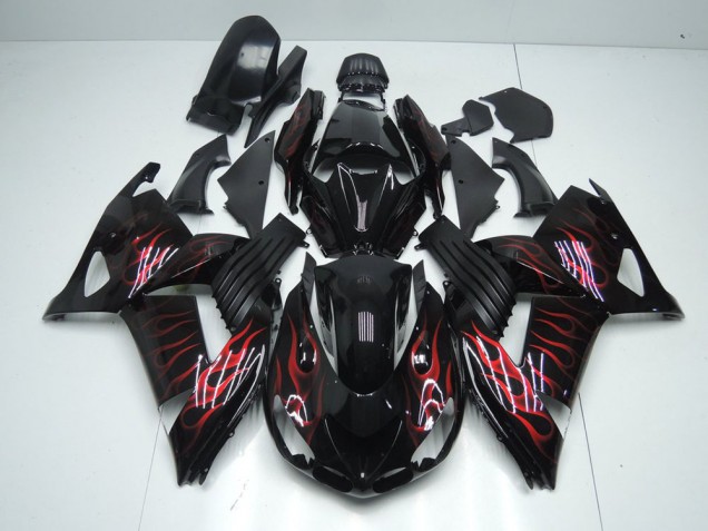 2006-2011 Red Flame Kawasaki ZX14R ZZR1400 Motorcycle Bodywork UK Factory 2006-2011 Red Flame Kawasaki ZX14R ZZR1400 Motorcycle Bodywork UK Factory