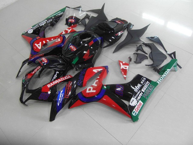 2007-2008 Black Red Pata Honda CBR600RR Motorcycle Fairings Kits UK Factory 2007-2008 Black Red Pata Honda CBR600RR Motorcycle Fairings Kits UK Factory