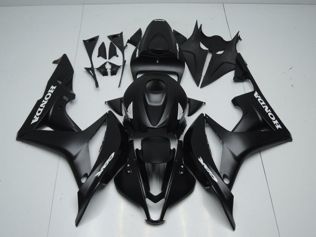 2007-2008 Matte Black with White Sticker Honda CBR600RR Motorcycle Fairings Kit UK Factory 2007-2008 Matte Black with White Sticker Honda CBR600RR Motorcycle Fairings Kit UK Factory