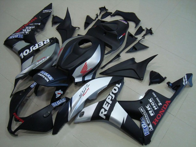 2007-2008 Matte Black Silver Repsol Honda CBR600RR Motor Bike Fairings UK Factory 2007-2008 Matte Black Silver Repsol Honda CBR600RR Motor Bike Fairings UK Factory