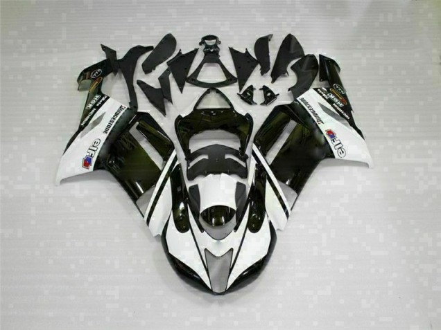 2007-2008 Black White Kawasaki ZX6R Bike Fairings UK Factory 2007-2008 Black White Kawasaki ZX6R Bike Fairings UK Factory