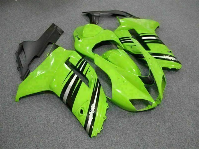 2007-2008 Green Black Kawasaki ZX6R Motorcycle Fairings Kit UK Factory