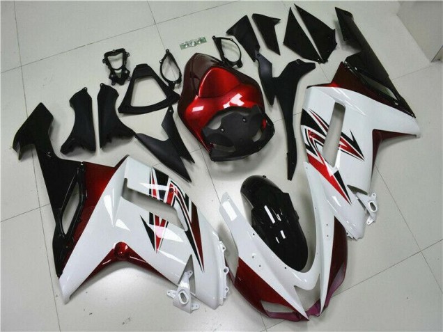 2007-2008 White Black Red Kawasaki ZX6R Motorbike Fairings UK Factory 2007-2008 White Black Red Kawasaki ZX6R Motorbike Fairings UK Factory
