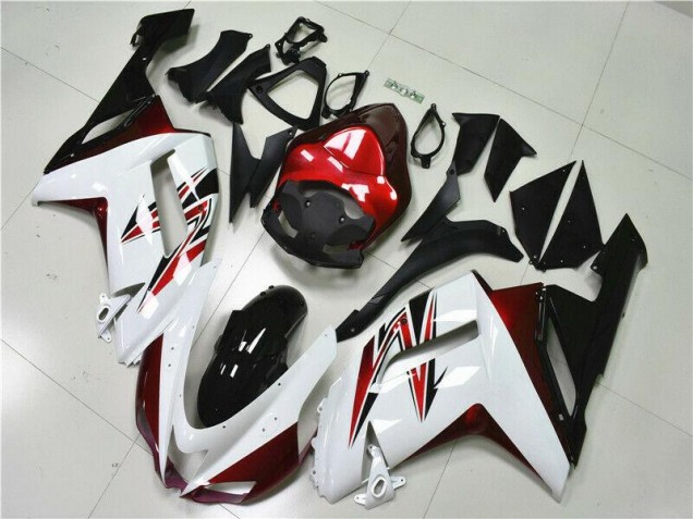 2007-2008 White Black Red Kawasaki ZX6R Motorbike Fairings UK Factory 2007-2008 White Black Red Kawasaki ZX6R Motorbike Fairings UK Factory