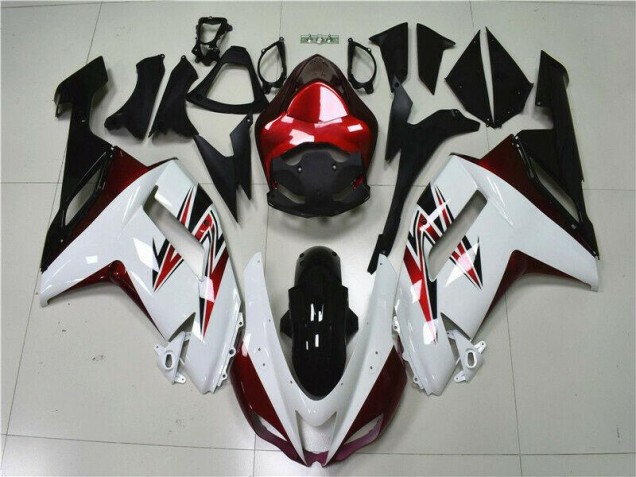 2007-2008 White Black Red Kawasaki ZX6R Motorbike Fairings UK Factory 2007-2008 White Black Red Kawasaki ZX6R Motorbike Fairings UK Factory