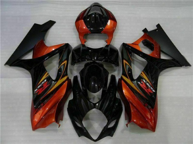 2007-2008 Black Suzuki GSXR 1000 K7 Motorcycle Fairing Kit UK Factory