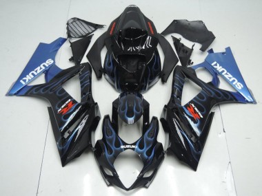 2007-2008 Black Blue Flame Suzuki GSXR 1000 K7 Motorcycle Fairing Kit UK Factory